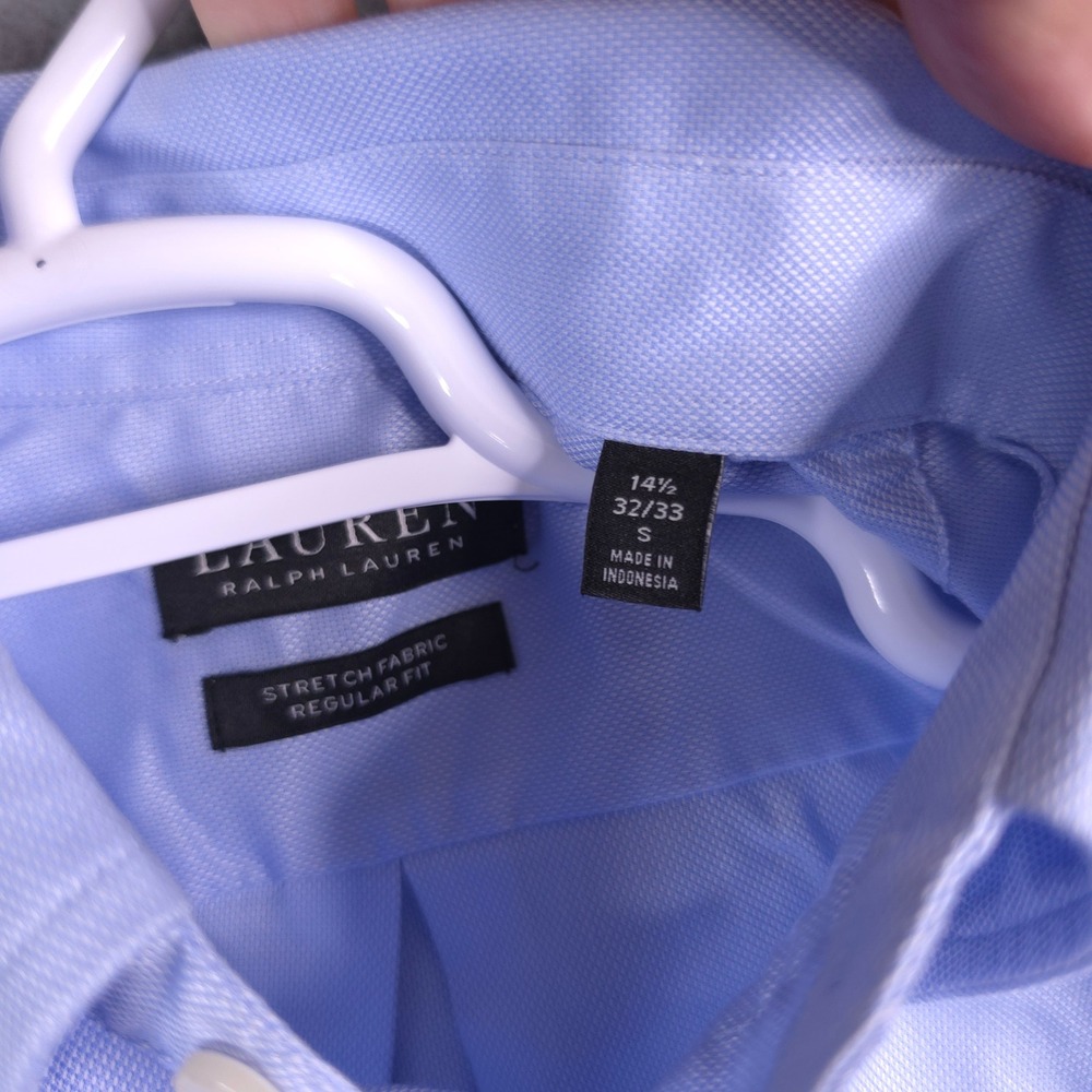 LAUREN RALPH LAUREN Dress Shirt Regular Fit Blue 14.5 32/33 Stretch Black Label - Picture 4 of 9